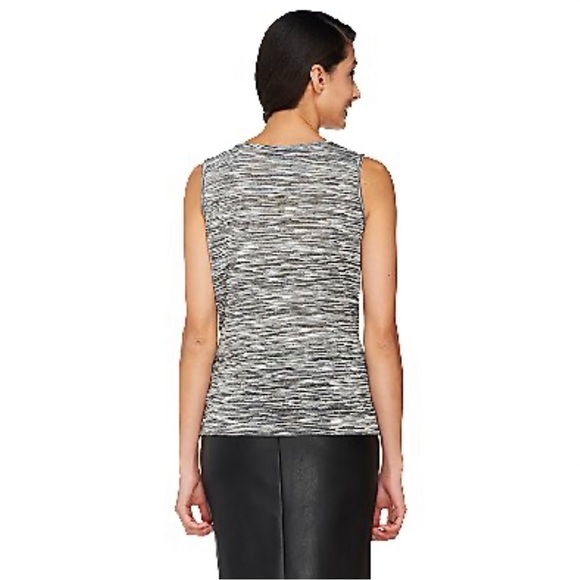 Joan Rivers Heathered Space-Dyed Knit Tank, NWT Black/White A262486 - Picture 2 of 13